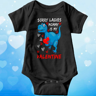 Blue Dinosaur Sorry Ladies Mummy is my Valentine Baby Bodysuit