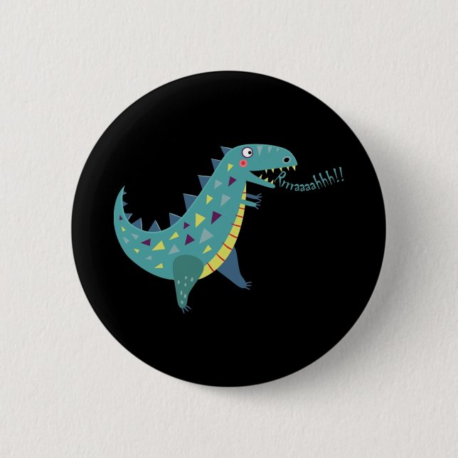 Blue Dinosaur T Rex Ba  6 Cm Round Badge (Front)