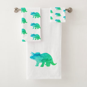 Blue Dinosaur Triceratops Bath Towel Set