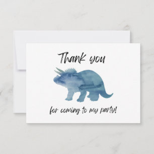 Blue Dinosaur Triceratops Flat Thank You Card