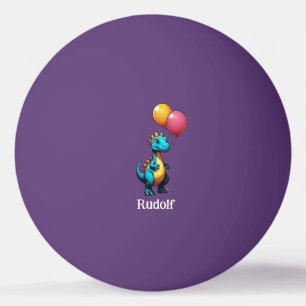 Blue dinosaur with balloons ping pong ball
