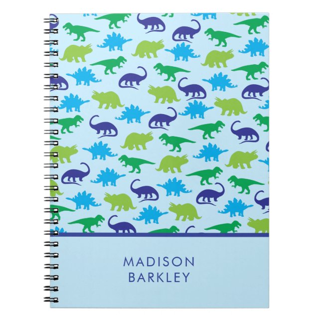 Blue Dinosaurs Cute Kid's Dino Notebook (Front)