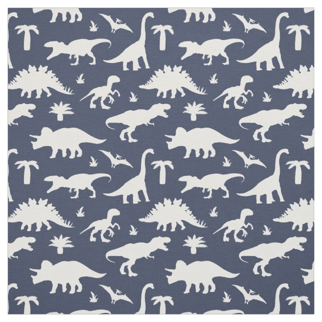 Blue Dinosaurs Jurassic Dinos Pattern Fabric (Swatch)