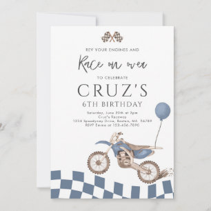 Blue Dirt Bike Boy Motocross Racing Birthday Party Invitation