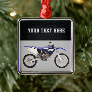 Blue Dirt Bike Sports Boy Christmas Boy Metal Ornament
