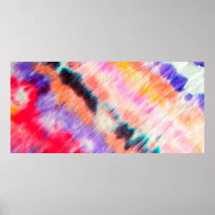 Blue Dirty Art Painting. Tie Dye Texture. Purple B Poster