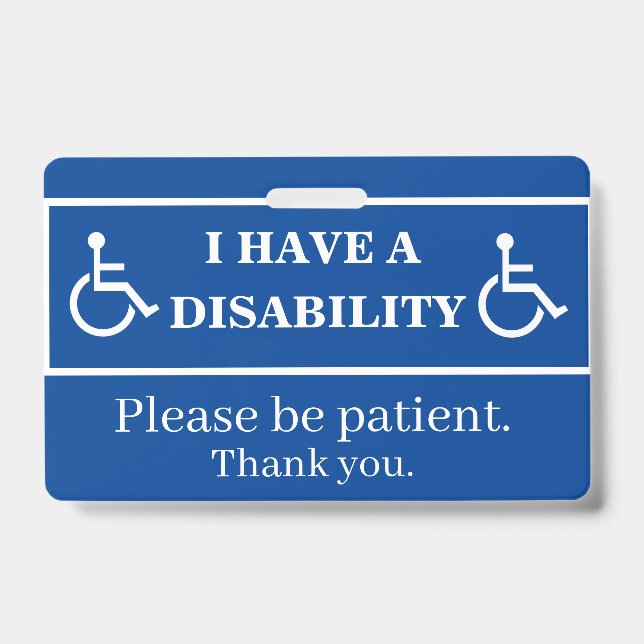 Blue Disability Badge  ID Badge (Front)