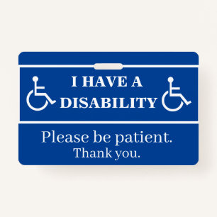 Blue Disability Badge ID Badge