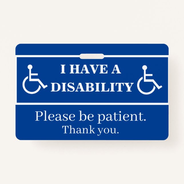 Blue Disability Badge  ID Badge (Back)