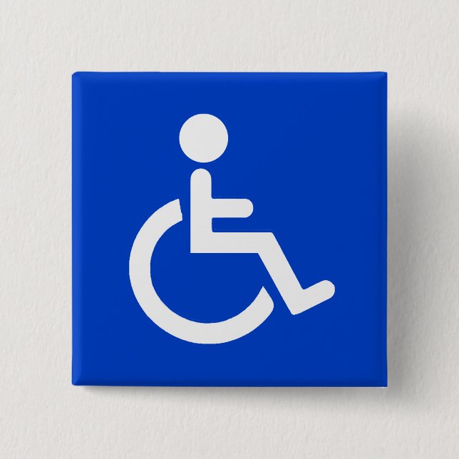 Blue disabled symbol 15 cm square badge (Front)