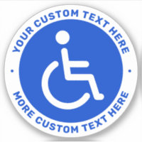 Blue disabled symbol and custom text vinyl sticker