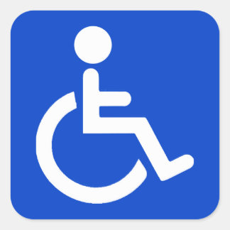 Blue disabled symbol square sticker