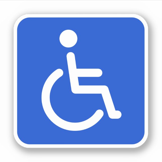 Blue disabled symbol, square with rounded corners (Front)