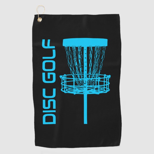 Blue Disc Golf Basket Golf Towel (Front)