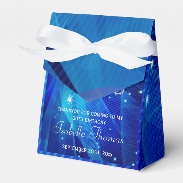 Blue Disco Ball and Sparkle Heels Favour box (Front Side)