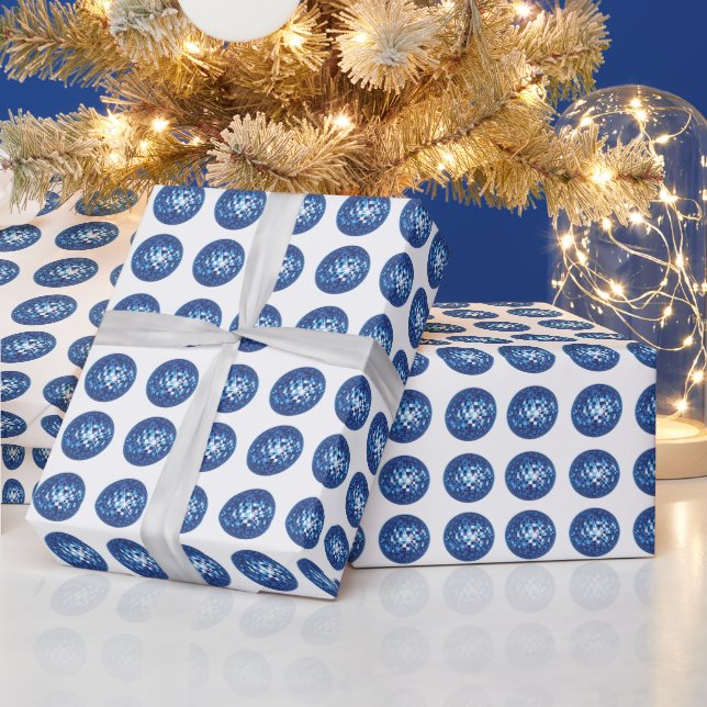 Blue Disco Ball Pattern  Wrapping Paper (Holidays)