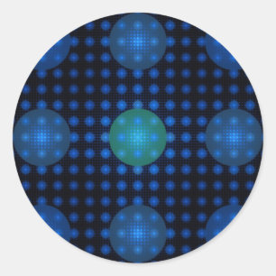 Blue Disco Bubbles Fractal Art Classic Round Sticker