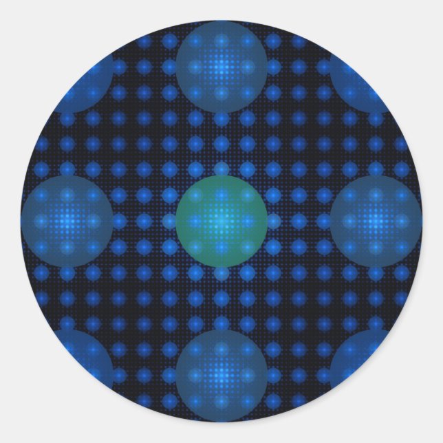 Blue Disco Bubbles Fractal Art Classic Round Sticker (Front)