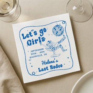 Blue Disco Rodeo Cowgirl Bachelorette Weekend Napkin