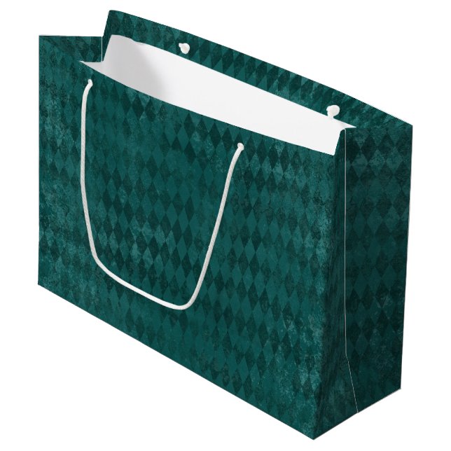 Blue Distressed Harlequin Large Gift Bag (Front Angled)