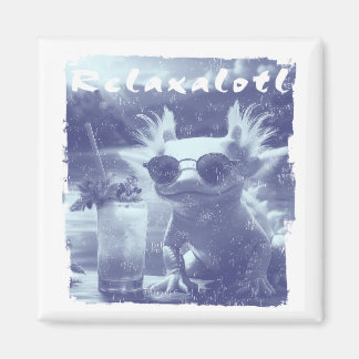 Blue Distressed Relaxalotl Axolotl Magnet