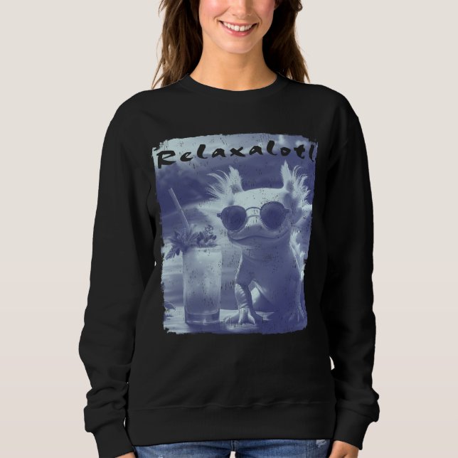 Blue Distressed Relaxalotl Axolotl Sweatshirt (Front)