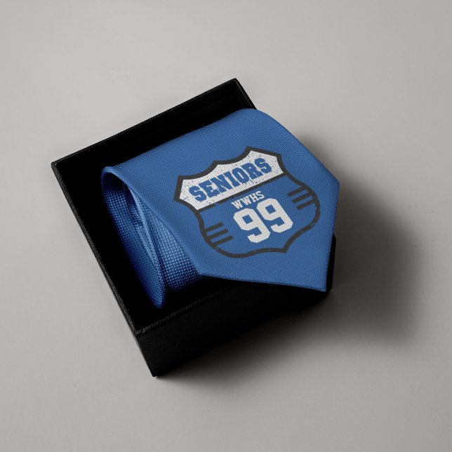 Blue Distressed Seniors Road Sign Tie (Creator Uploaded)