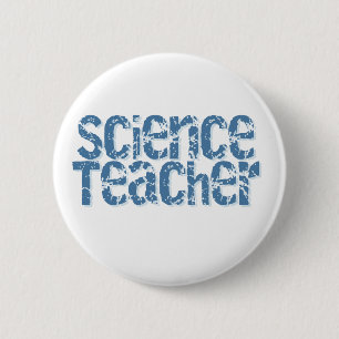 Blue Distressed Text Science Teacher 6 Cm Round Badge
