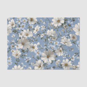 Blue Ditsy Pastel Boho 70s Vintage Floral Tissue Paper