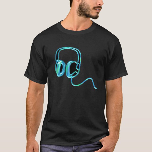 Blue DJ Headphones T-Shirt (Front)
