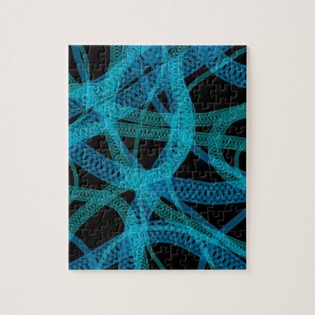 Blue DNA Strands Science Abstract Pattern Jigsaw Puzzle (Vertical)