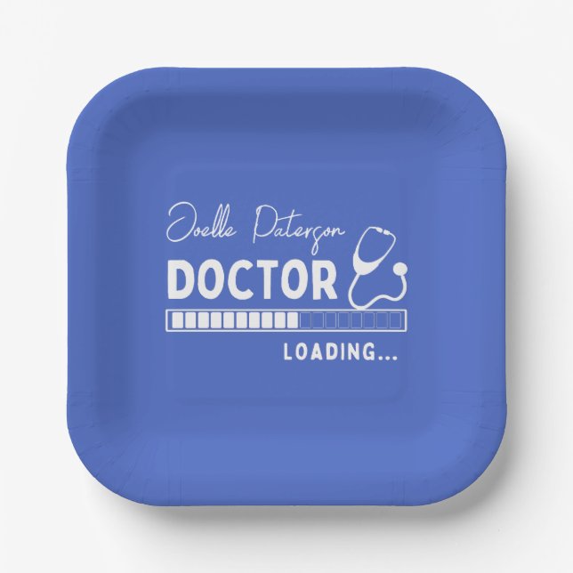 Blue Doctor Loading Bar Medical Future Doctor Paper Plate (Front)