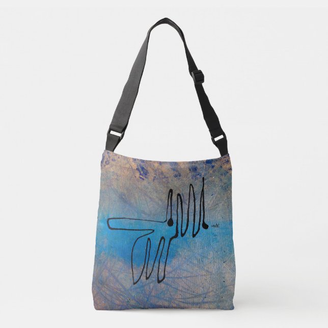 Blue Dog, Abstract Art Crossbody Bag (Front)