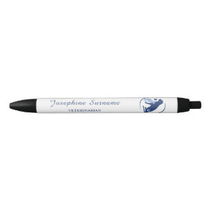 Blue Dog And Cat Logo Custom Veterinarian Vet Tech Black Ink Pen