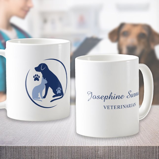 Blue Dog And Cat Logo Or Your Own Vet Clinic Logo Coffee Mug (Creator Uploaded)