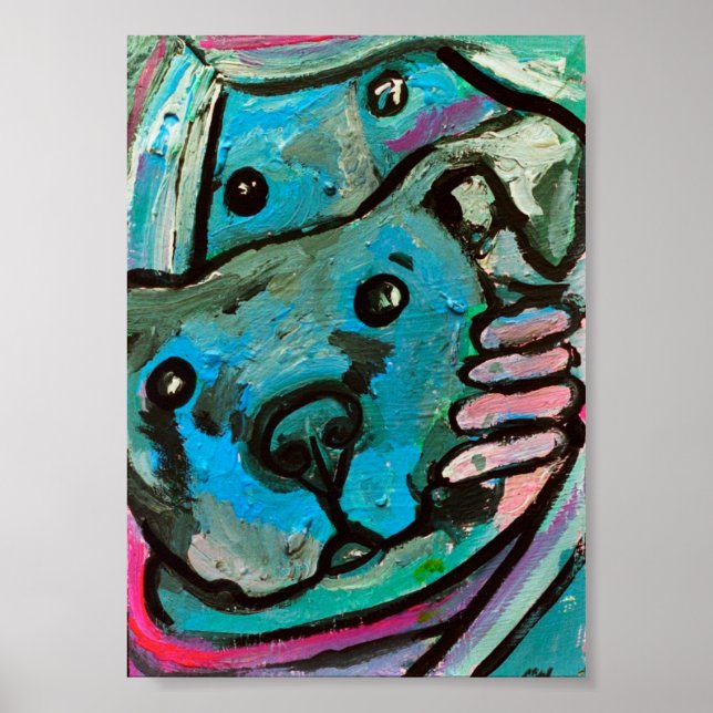 blue dog and girl poster (Front)