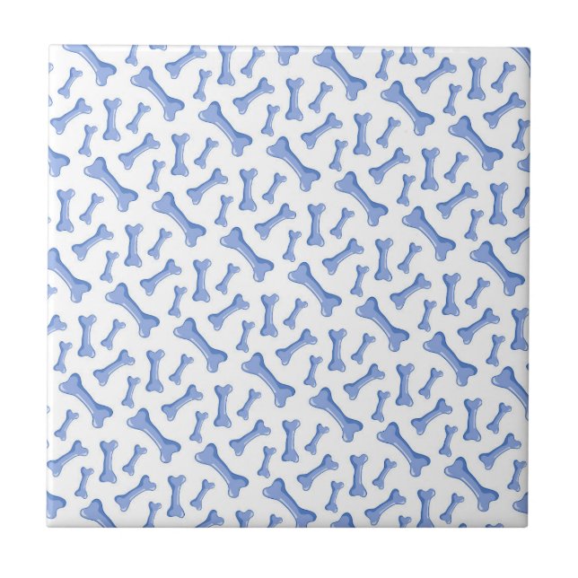 Blue Dog Bones Cute Puppy Pattern Animal Lover Ceramic Tile (Front)