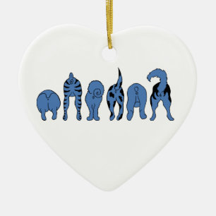 Blue Dog Butts Ceramic Ornament