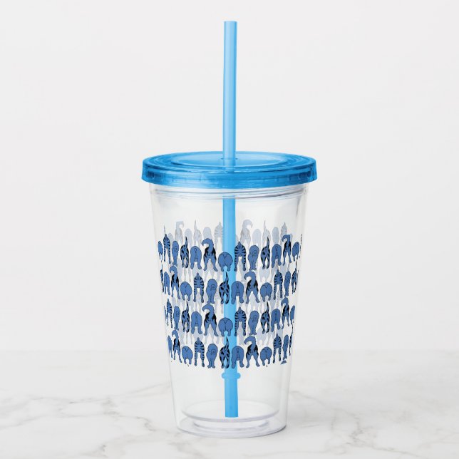 Blue Dog Butts Pattern Acrylic Tumbler (Front)
