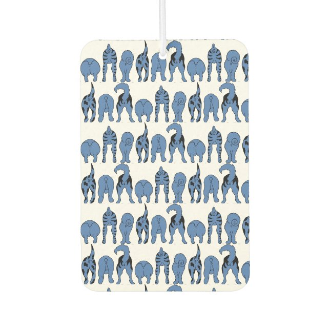 Blue Dog Butts Pattern Car Air Freshener (Front)