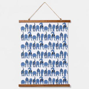 Blue Dog Butts Pattern Hanging Tapestry