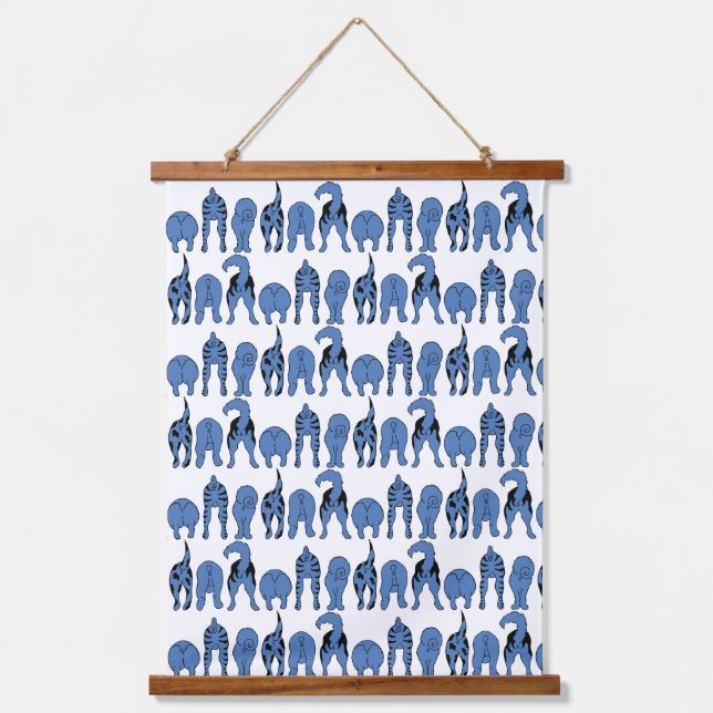 Blue Dog Butts Pattern Hanging Tapestry (Front)