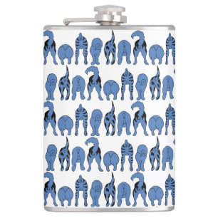 Blue Dog Butts Pattern Hip Flask