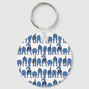 Blue Dog Butts Pattern Key Ring