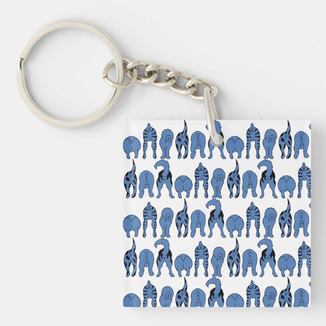Blue Dog Butts Pattern Key Ring (Front)