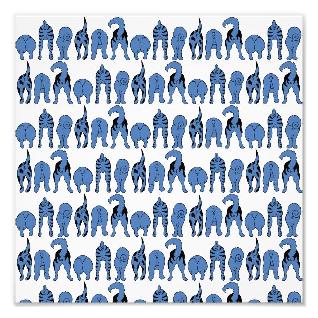 Blue Dog Butts Pattern Photo Print (Front)