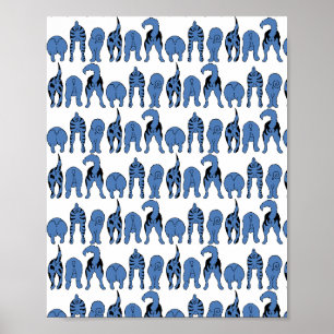Blue Dog Butts Pattern Poster