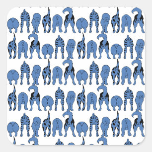 Blue Dog Butts Pattern Square Sticker