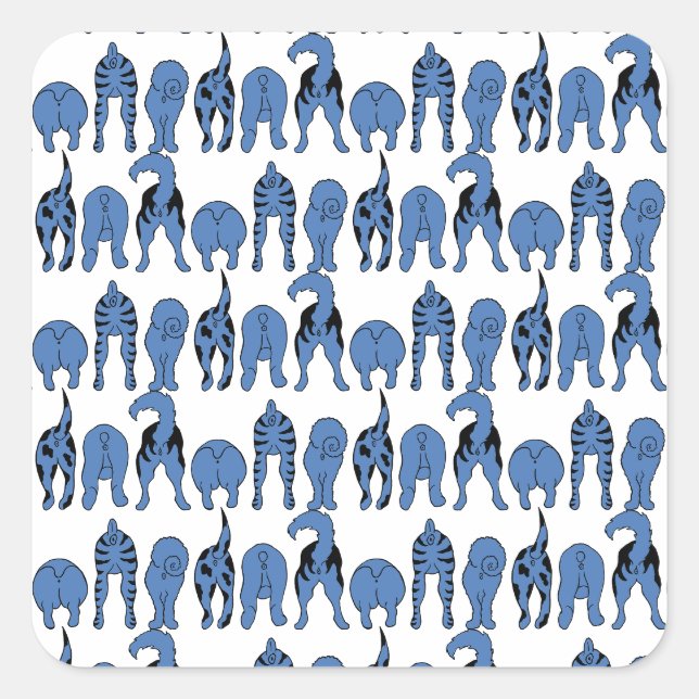 Blue Dog Butts Pattern Square Sticker (Front)