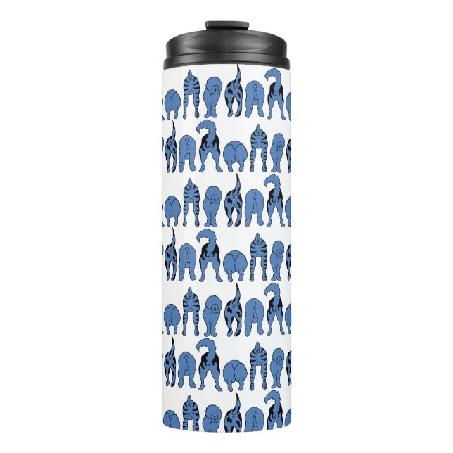 Blue Dog Butts Pattern Thermal Tumbler (Front)